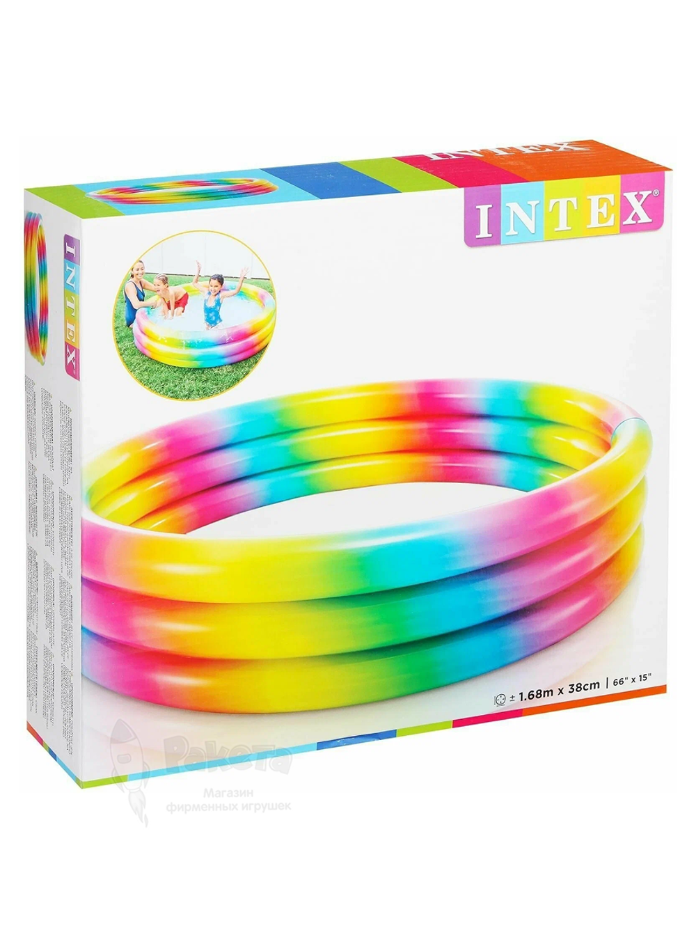 Бассейн детский надувной Радуга 168х38 Intex 58449NP