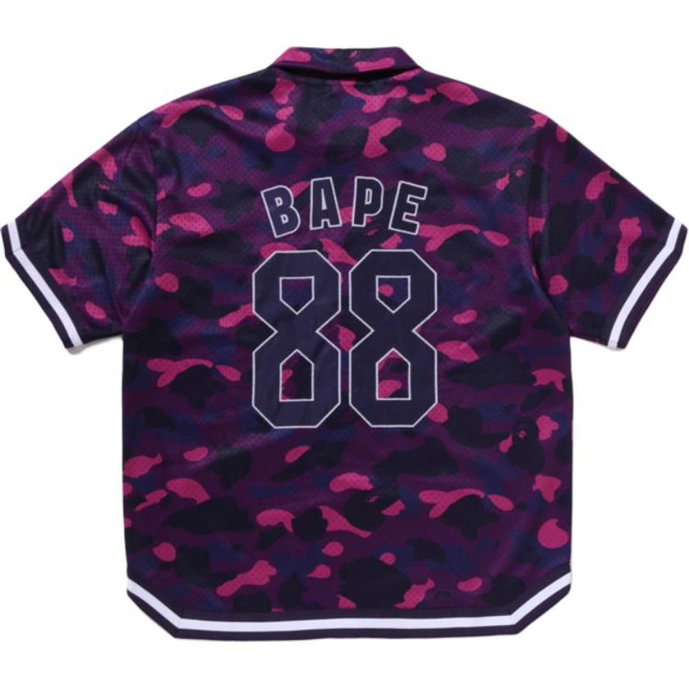 A Bathing Ape Bathing Ape Shirts Button Moderate Polyester Regular Straight Fit Summer 0zxsrm314321q фиолетовый