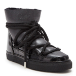 Высокие комбинированные кеды INUIKII Sneaker Gloss Black на меху