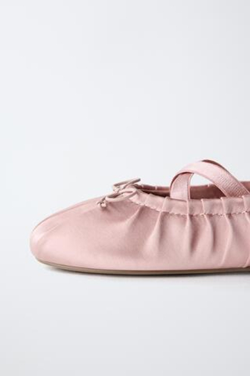 ZARA АТЛАСНЫЕ БАЛЕТКИ, РОЗОВЫЙ