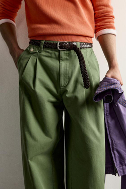 ZARA - FRUIT OF THE LOOM™ БРЮКИ-ЧИНО В СКЛАДКУ, ЗЕЛЕНЫЙ