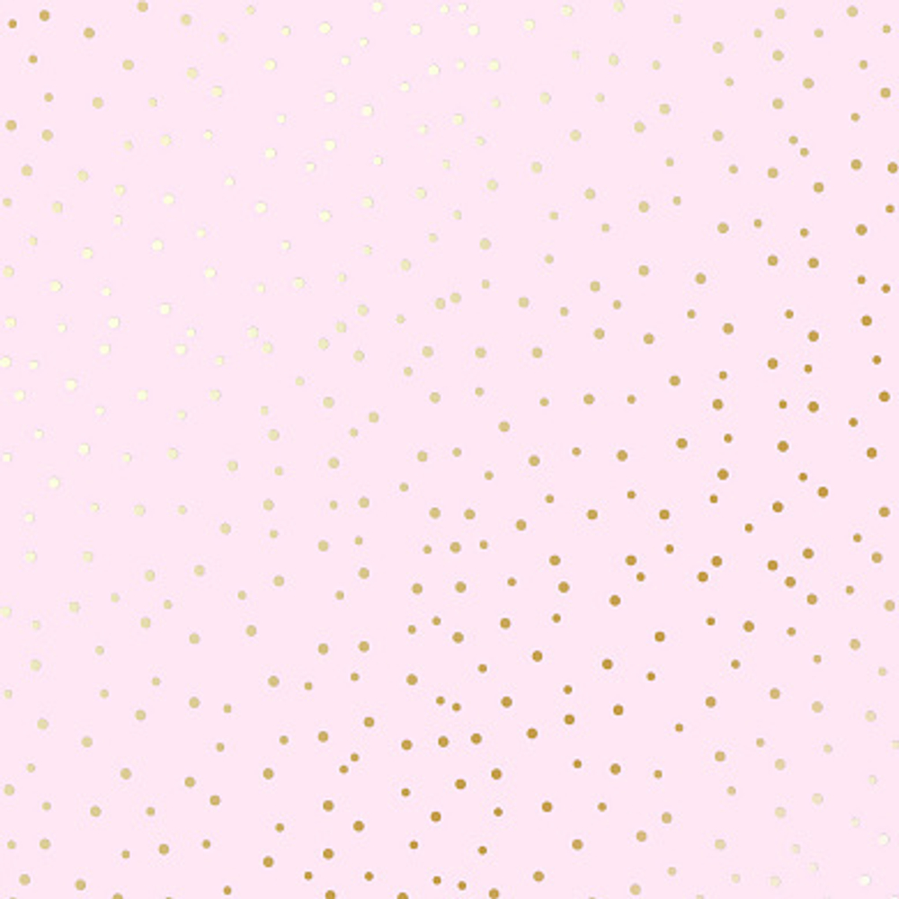 Лист односторонней бумаги с золотым тиснением, дизайн Golden Drops Light pink, 30,5см х 30,5 см
