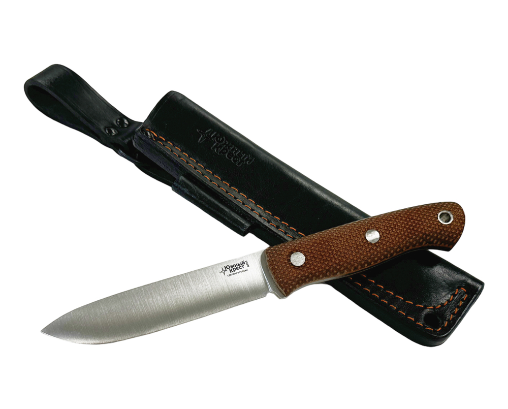 Нож Южный крест Бушкрафт, сталь N690 ,конв., микарта койот насечка,  218.1050К