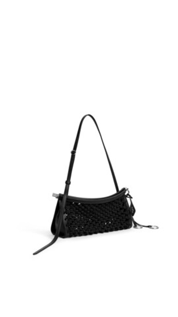 ALAÏA МАЛЕНЬКАЯ СУМКА LE CLICK EAST WEST ИЗ НАТУРАЛЬНОЙ КОЖИ И ВИСКОЗЫ, ЧЕРНЫЙ