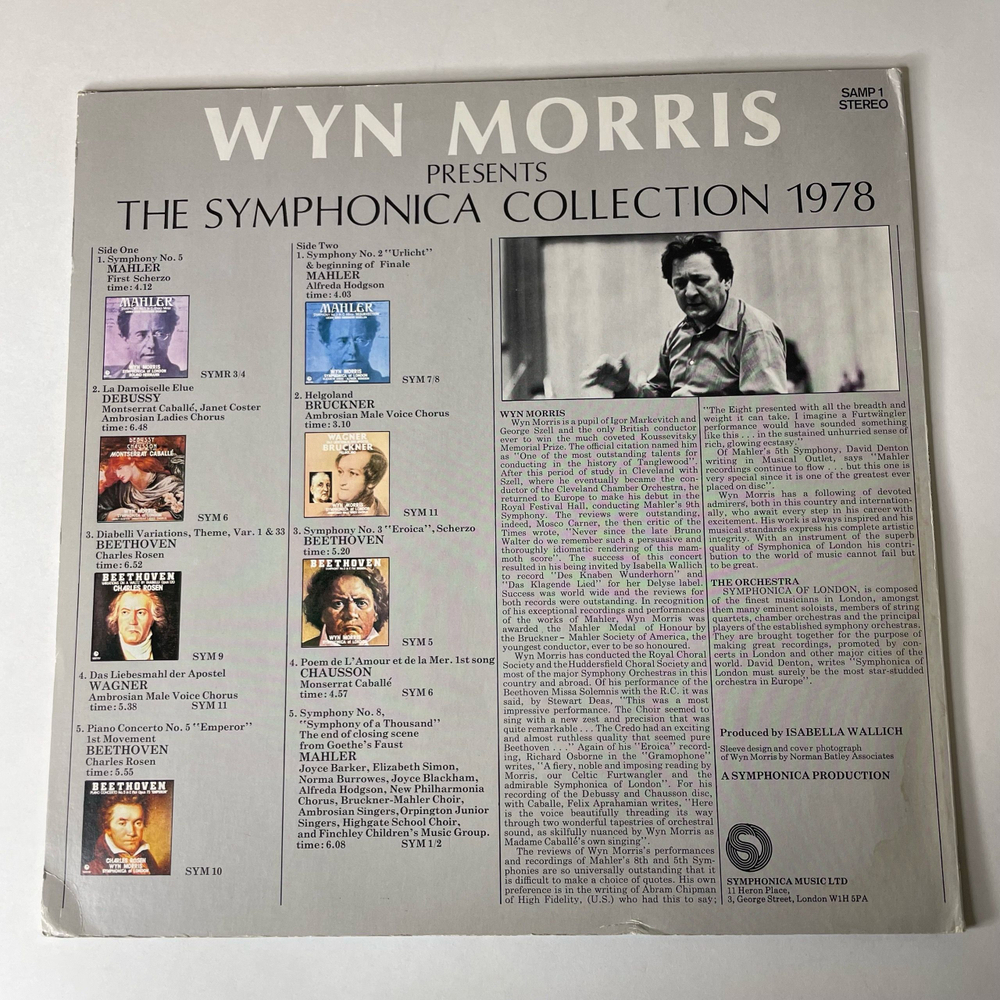 Винтажная виниловая пластинка LP Сборник Wyn Morris, Symphonica Of London, The Symphonica Collection 1978 (Англия 1978)
