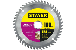 Пильный диск по ламинату STAYER Laminate 180x30/20 мм, 56Т, аккуратный рез 3684-180-30-56_z01