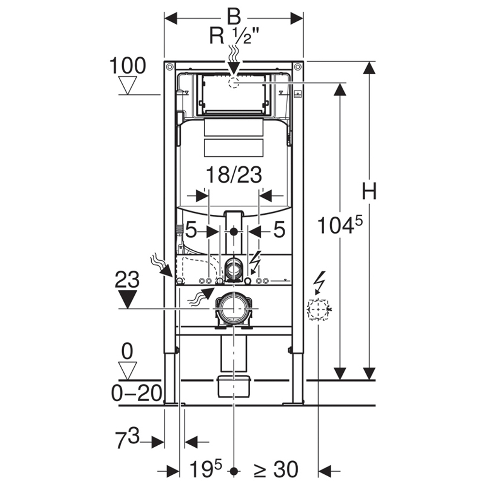 Инсталляция для подвес. унитаза, Duofix 112 см, со смывным бачком Sigma 12 см (111.300.00.5)