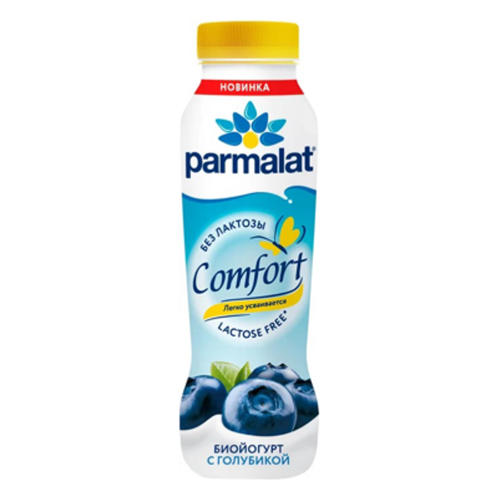 Йогурт питьевой Parmalat Comfort с голубикой б/лакт. 1,5% 6х290г PET