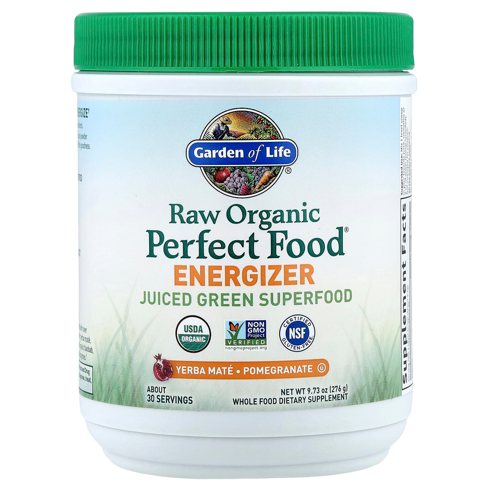 Garden of Life, Raw Organic Perfect Food®, источник энергии, йерба мате, гранат, 276 г (9,73 унции)