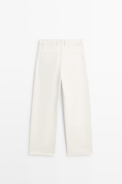 Massimo Dutti Брюки с защипами и низкой посадкой, белый