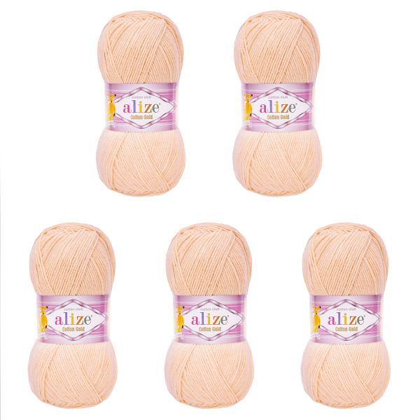 Пряжа Alize (Ализе) Cotton Gold / уп.5 мот. по 100 г, 330м, 401 телесный A