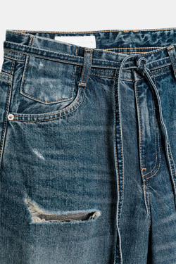ZARA ДЖИНСЫ TRF BAGGY FIT СО СРЕДНЕЙ ПОСАДКОЙ И РЕМНЕМ, МОРСКОЙ СИНИЙ