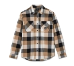 Рубашка Essence Long Sleeve Flannel Shirt Plaid Black & Tannin Harley-Davidson