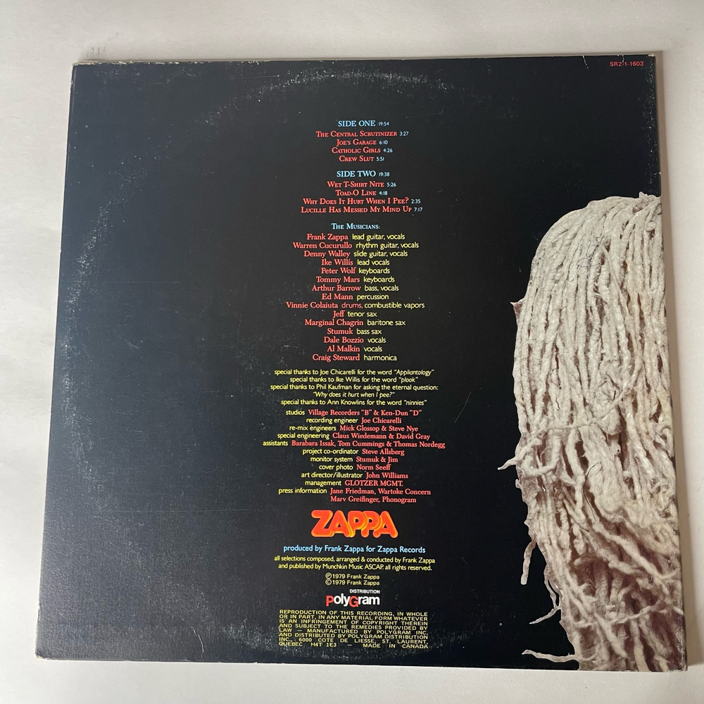 Винтажная виниловая пластинка LP Frank Zappa Joe's Garage Act I (Канада 1979)