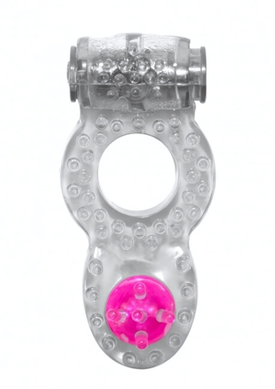 Эрекционное кольцо с вибрацией Onjoy Rings Ringer (Цвет: прозрачный с розовым)