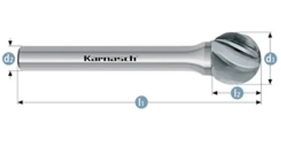 Борфреза твердосплавная Karnasch форма E, 3х6х3х38 мм, насечка HP-7 по алюминию, покрытие Black-Tec, арт. 11.5045-010