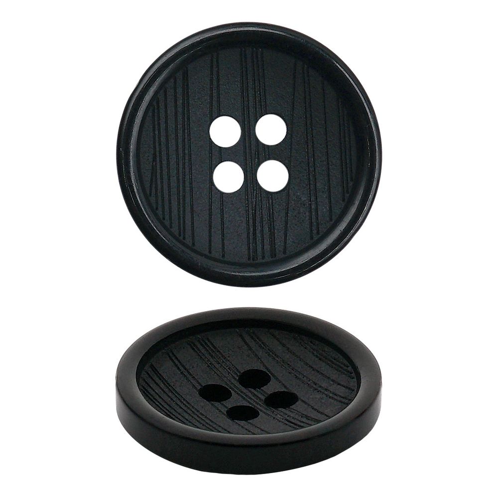 Пуговицы 4 прокола 28L=18 мм, Black, черный, NE116, 36 шт