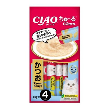 Лакомство Inaba Ciao Churu Пюре Тунец Кацуо для кошек 14 г 4 шт