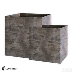 Кашпо CUBE CONCRETE GREY DARK 80 x 80 х 80