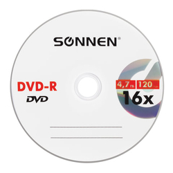 Диск DVD-R SONNEN 4,7Gb 16x Slim Case (1 штука), 512575