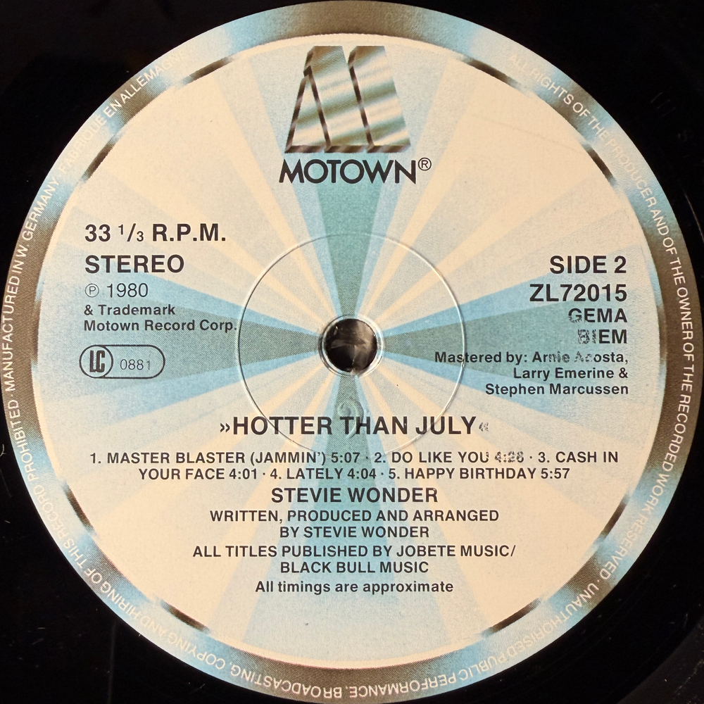 Stevie Wonder ‎– Hotter Than July (Европа 1984г.)