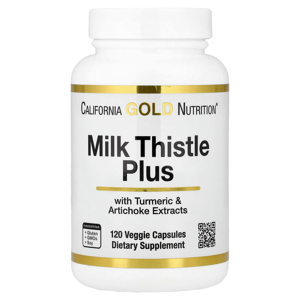 California Gold Nutrition, расторопша плюс, с экстрактами куркумы и артишока, 120 растительных капсул