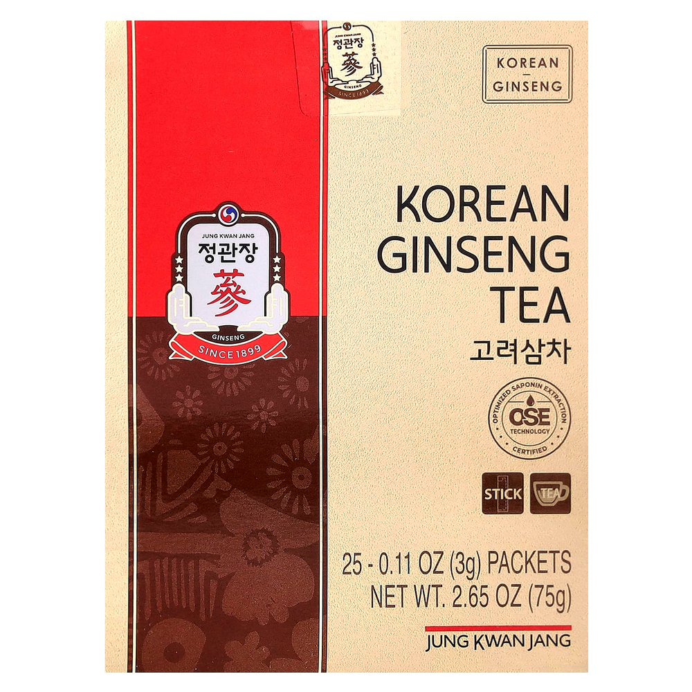 JungKwanJang, корейский чай с женьшенем, 25 пакетиков по 3 г (0,11 унции)