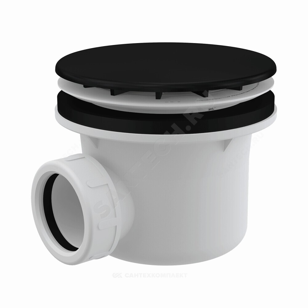Сифон для поддона 1 1/2"x90/40 h=84мм слив крышка D=115мм, черная Alca Plast A49BLACK