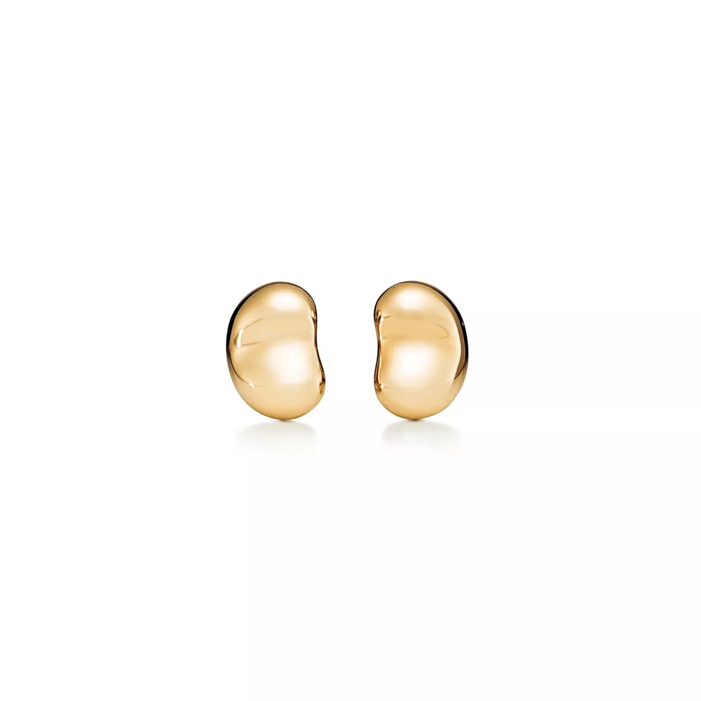 Серьги из жёлтого золота 18k, Tiffany 💠 Bean 9mm. Единственные в наличии