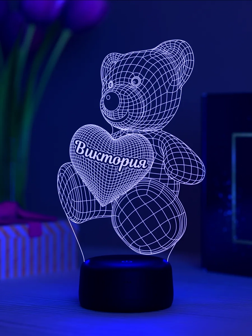 Ночник "Мишка с именем Виктория" - подарок девочке