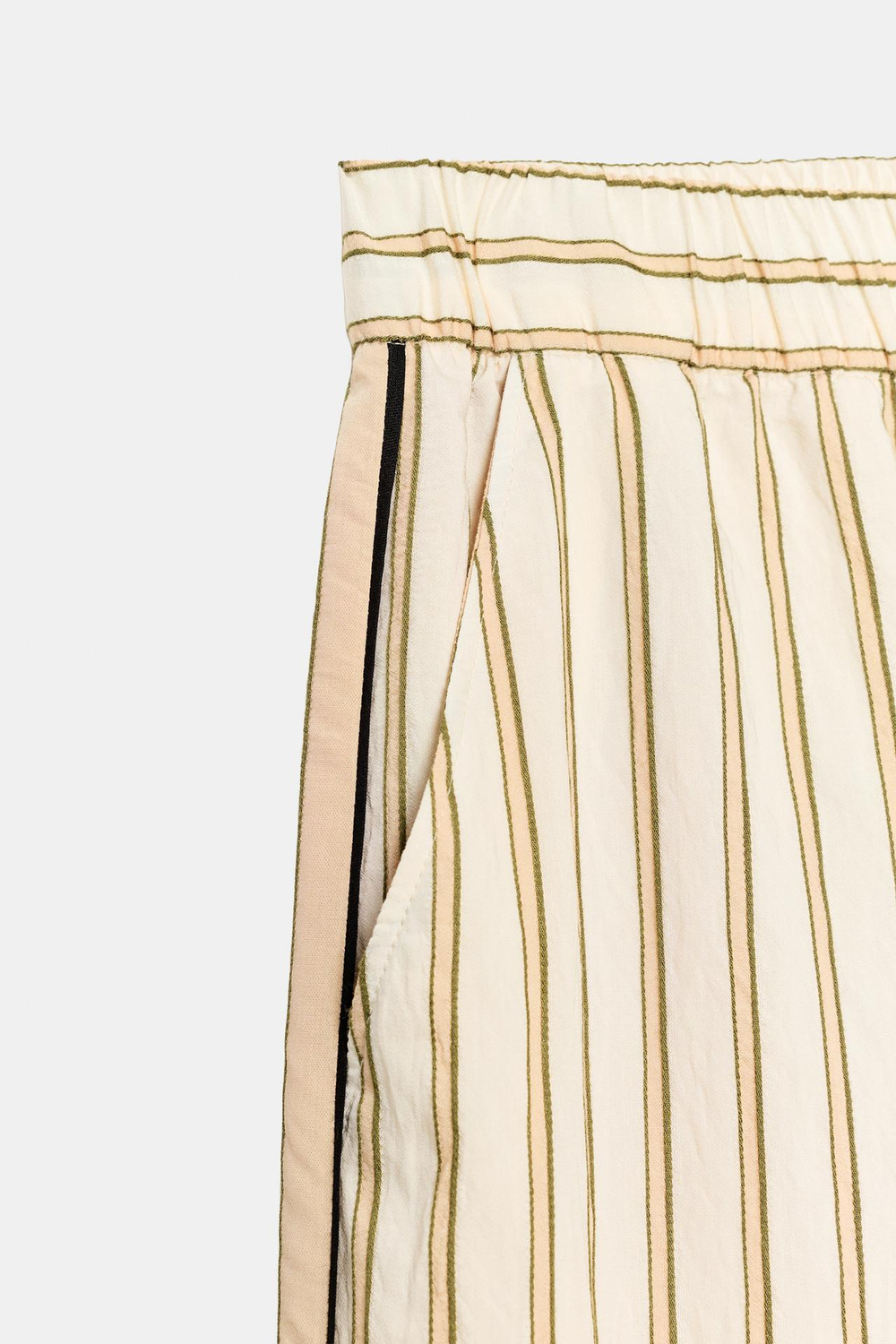 ZARA БРЮКИ С КОНТРАСТНЫМИ ПОЛОСКАМИ — ZW COLLECTION, ЭКРЮ