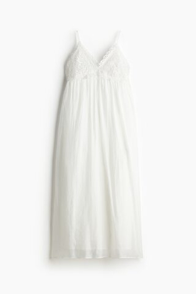 Длинное платье на бретелях с вышивкой - H&M