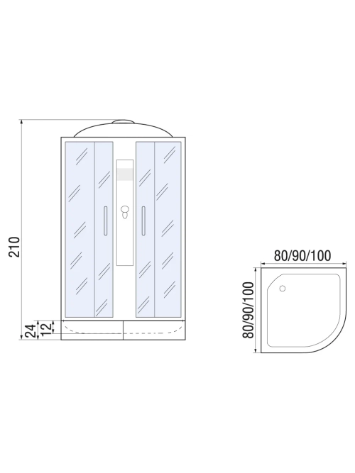 Душевая кабина River Desna 90/24 TH, 90x90 см, стекло тонированное, с поддоном