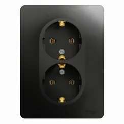Розетка двойная с заземлением без шторок Systeme Electric Glossa Антрацит GSL000724