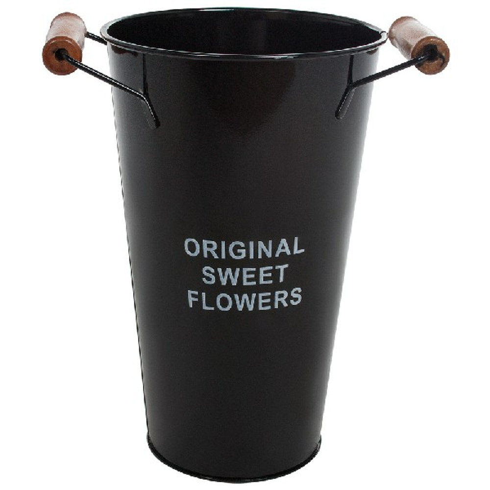 Вазон "Original sweet flowers" (цинк) D15xH25см 2л с ручками (Черный)