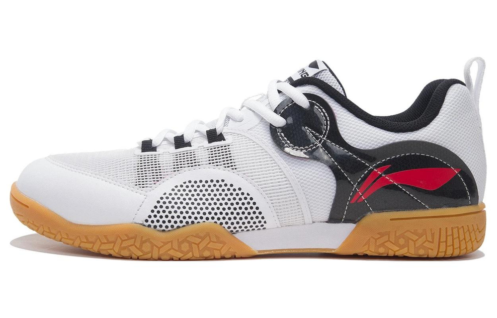 Li Ning Smoothly Glide Slip Resistant Breathable Abrasion Resistant Low top Table Tennis Shoes Men"s White Black Red