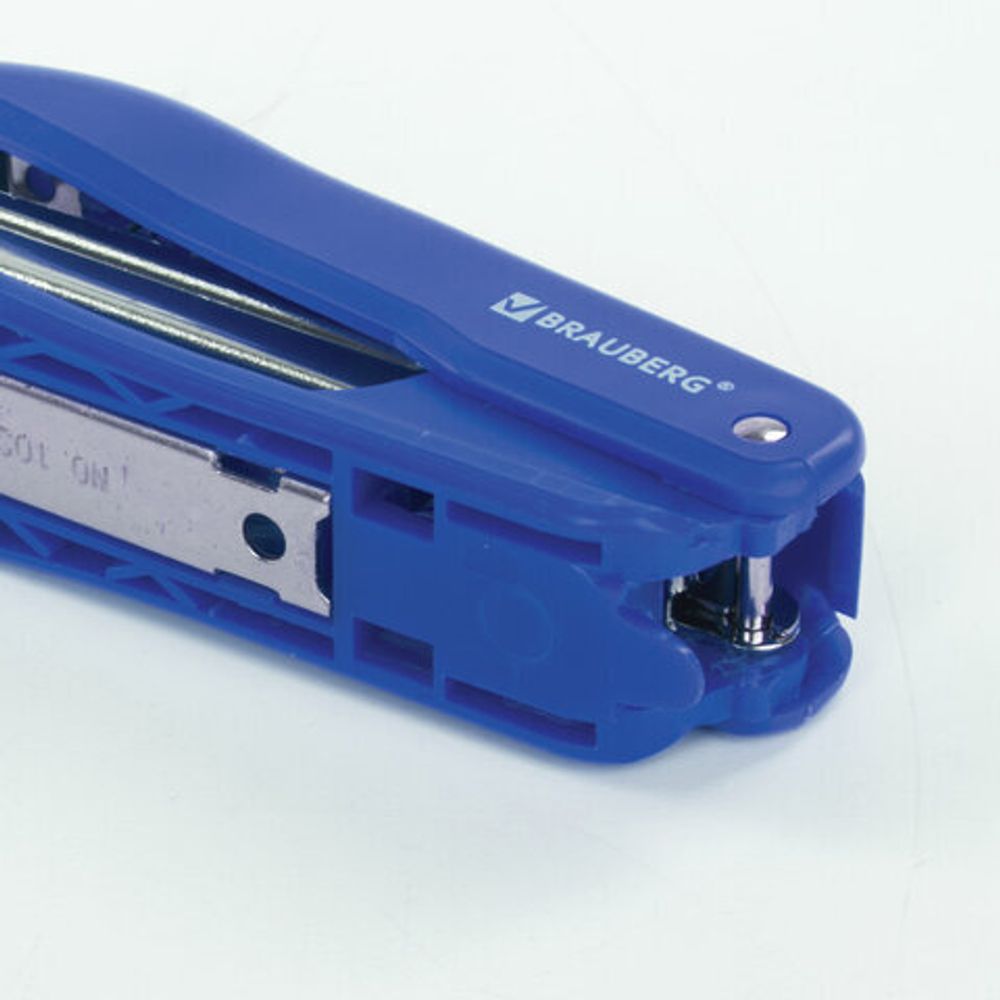 Степлер №10 BRAUBERG "SX-19", до 12 листов, с антистеплером, синий, 228588