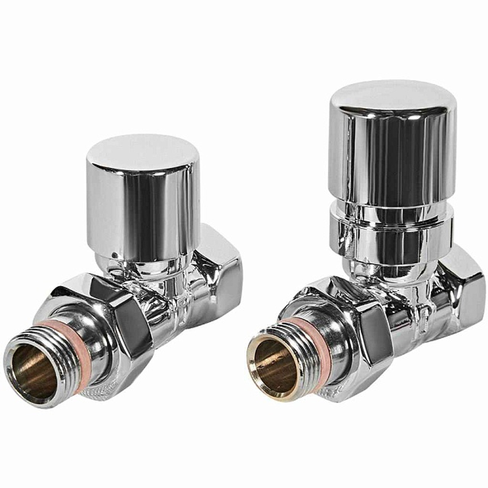 Комплект клапанов термостатических прямой STOUT Design - 1/2" (ВР/НР-американка, PN10, Tmax 120°C, EPTF уплотнение, цвет хром)