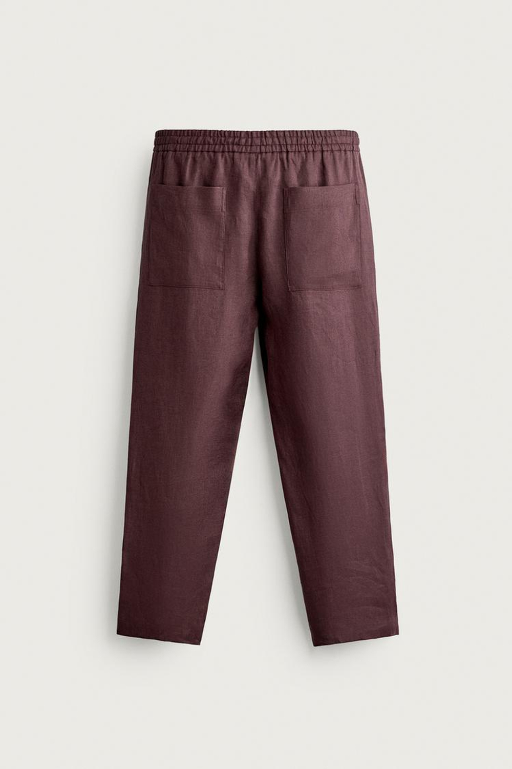 ZARA БРЮКИ RELAXED FIT ИЗ 100% ЛЬНА, БОРДОВЫЙ