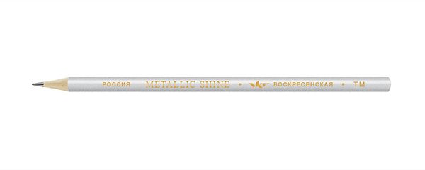 Карандаш чернографитный круглый ТМ (HB) 12 шт, 12Д-1610 серебряный Metallic shine, ВКФ MS02-12Д