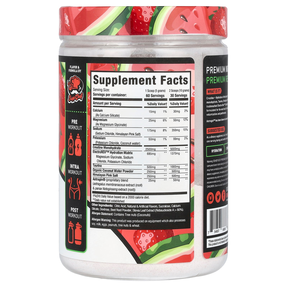 MuscleSport, Creatine + Hydration, клубника и арбуз, 300 г (10,58 унции)