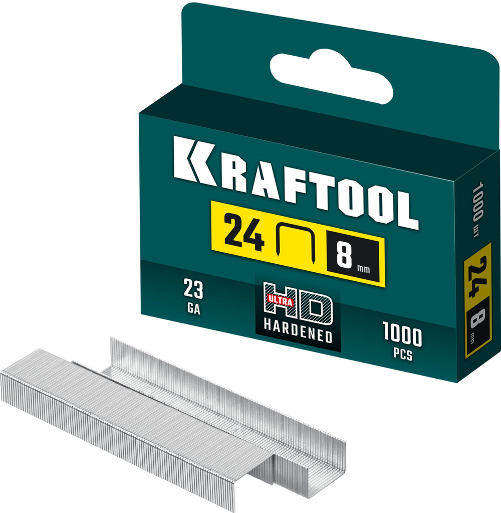 KRAFTOOL 8 мм, тип 24, 1000 шт, скобы для плайера (31724-08)