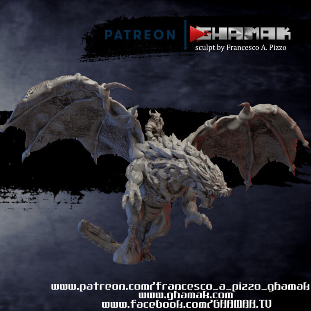 Grand Alliance Chaos Everchosen and Slaves to Darkness Демонопоклонник на драконе Тифлинг миниатюра для dnd, днд, pathfinder, фентези, Настольная игра, НРИ, Варгейм, РПГ