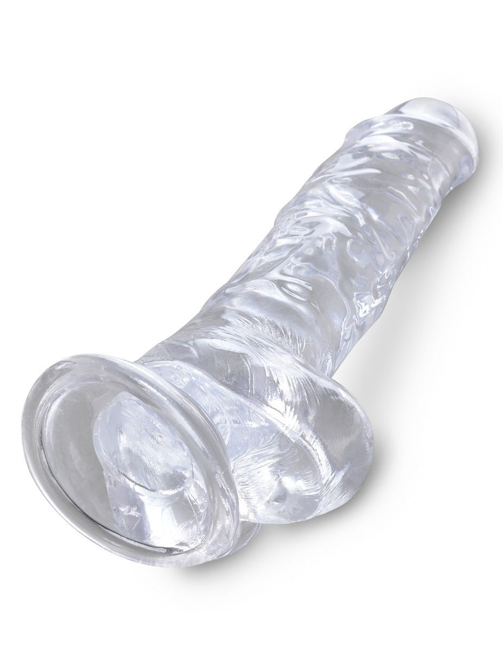 Прозрачный фаллоимитатор 8 Cock with Balls - 22,2 см. (Цвет: прозрачный)