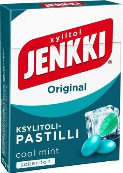 Пастилки с ксилитом Jenkki Original "Сool Mint" Прохладная мята 50 г (из Финляндии)