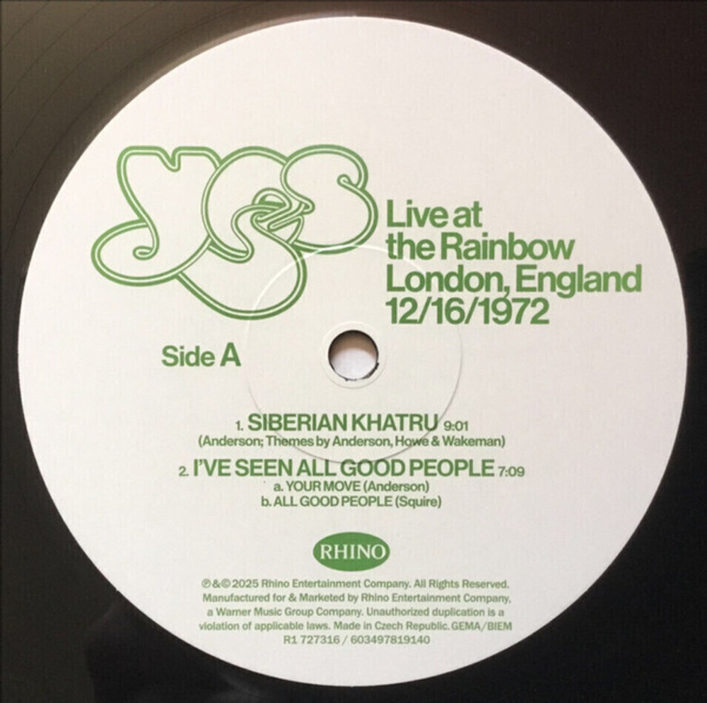 Yes / Live At The Rainbow, London 1972 (Limited Edition)(3LP)