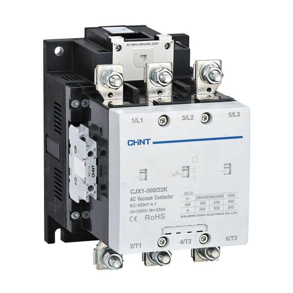 Контактор вакуумный CJX1-300/22K 300А 110В AC/DC 2НО+2НЗ AC-3 CHINT 275708