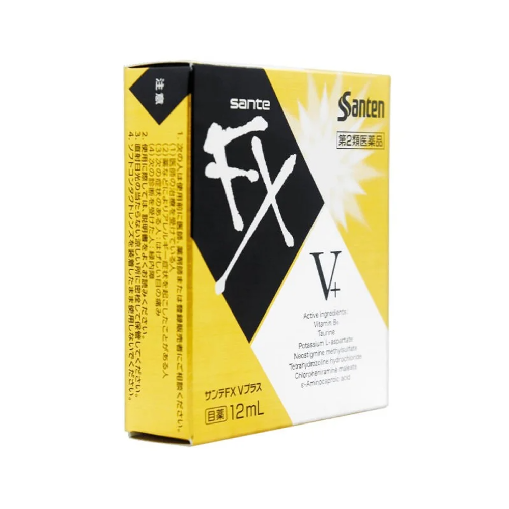 Sante FX V Plus капли для глаз с витаминами + B6 | От покраснения и усталости, охлаждающие | Золотые Японские