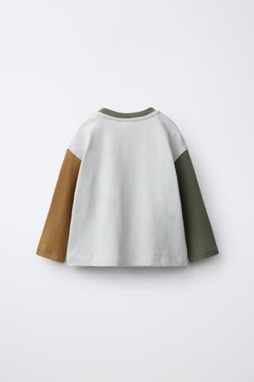 ZARA ЛОНГСЛИВ HEAVY SOFT COLOR BLOCK, КАМЕННО-СЕРЫЙ