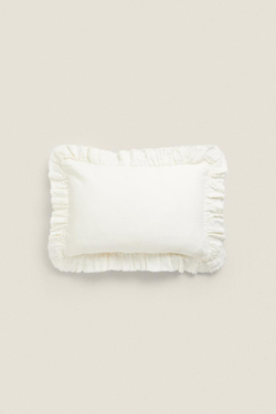 ZARA HOME ЧЕХОЛ ДЛЯ ДЕКОРАТИВНОЙ ПОДУШКИ С ОБОРКАМИ, БЕЛЫЙ